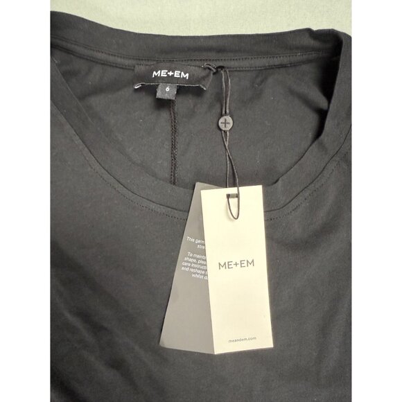 NWT ME + EM Tiered Hem Layering Dress Black Cotton Jersey with Woven Cotton 2US - Picture 7 of 9